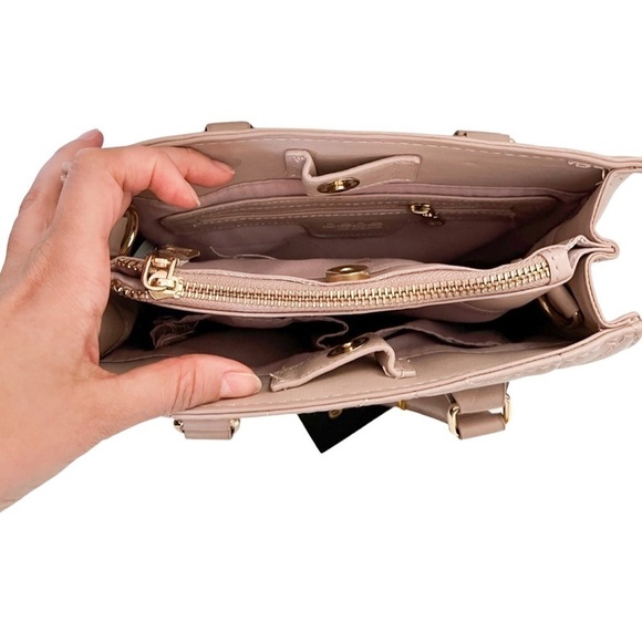 NWT BEBE Zaza Crystal Logo Mini Satchel Bag Pink - Picture 4 of 7